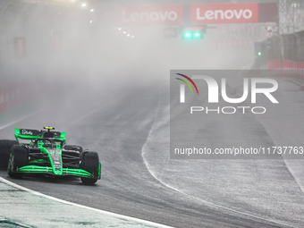 Guanyu Zhou of China drives the (24) Stake F1 Team Kick Sauber C44 Ferrari during the Formula 1 Lenovo Grande Premio De Sao Paulo 2024 in Sa...