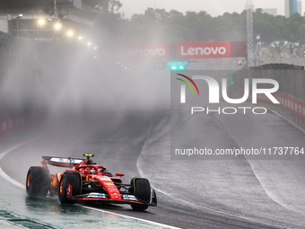 Carlos Sainz Jr. of Spain drives the (55) Scuderia Ferrari SF-24 Ferrari during the Formula 1 Lenovo Grande Premio De Sao Paulo 2024 in Sao...