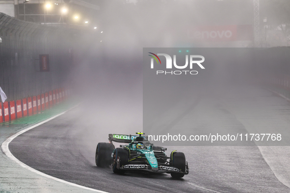 Fernando Alonso of Spain drives the (14) Aston Martin Aramco Cognizant F1 Team AMR24 Mercedes during the Formula 1 Lenovo Grande Premio De S...