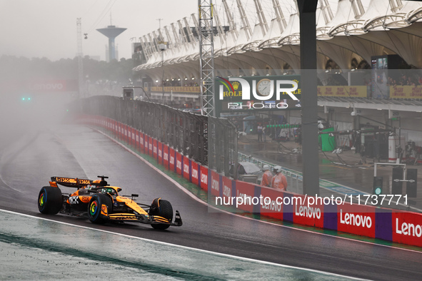 Oscar Piastri of Australia drives the (81) McLaren F1 Team MCL38 Mercedes during the Formula 1 Lenovo Grande Premio De Sao Paulo 2024 in Sao...