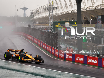 Oscar Piastri of Australia drives the (81) McLaren F1 Team MCL38 Mercedes during the Formula 1 Lenovo Grande Premio De Sao Paulo 2024 in Sao...