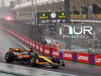 Oscar Piastri of Australia drives the (81) McLaren F1 Team MCL38 Mercedes during the Formula 1 Lenovo Grande Premio De Sao Paulo 2024 in Sao...