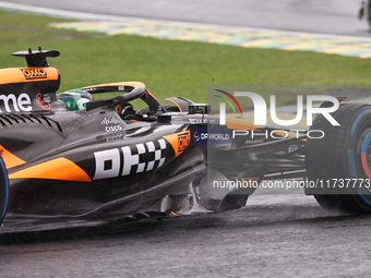 Oscar Piastri of Australia drives the (81) McLaren F1 Team MCL38 Mercedes during the Formula 1 Lenovo Grande Premio De Sao Paulo 2024 in Sao...