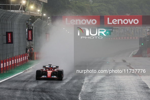 Charles Leclerc of Monaco drives the (16) Scuderia Ferrari SF-24 Ferrari during the Formula 1 Lenovo Grande Premio De Sao Paulo 2024 in Sao...