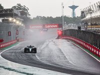 George Russell of the UK drives the (63) Mercedes-AMG Petronas F1 Team F1 W15 E Performance Mercedes during the Formula 1 Lenovo Grande Prem...