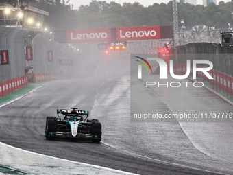 George Russell of the UK drives the (63) Mercedes-AMG Petronas F1 Team F1 W15 E Performance Mercedes during the Formula 1 Lenovo Grande Prem...