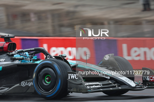 George Russell of the UK drives the (63) Mercedes-AMG Petronas F1 Team F1 W15 E Performance Mercedes during the Formula 1 Lenovo Grande Prem...