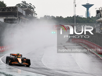 Lando Norris of the UK drives the McLaren F1 Team MCL38 Mercedes during the Formula 1 Lenovo Grande Premio De Sao Paulo 2024 in Sao Paulo, B...