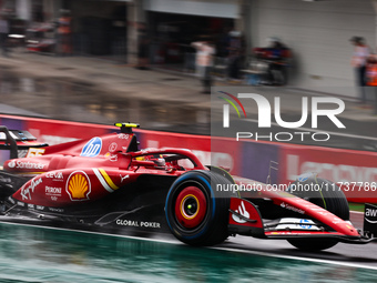 Carlos Sainz Jr. of Spain drives the (55) Scuderia Ferrari SF-24 Ferrari during the Formula 1 Lenovo Grande Premio De Sao Paulo 2024 in Sao...