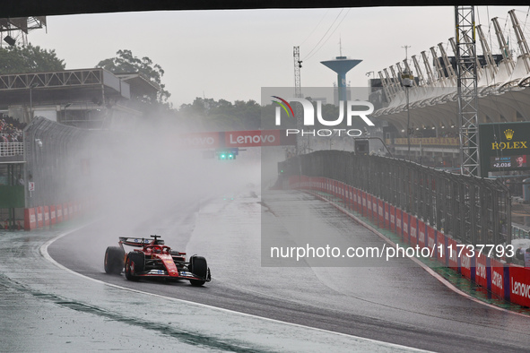 Charles Leclerc of Monaco drives the (16) Scuderia Ferrari SF-24 Ferrari during the Formula 1 Lenovo Grande Premio De Sao Paulo 2024 in Sao...