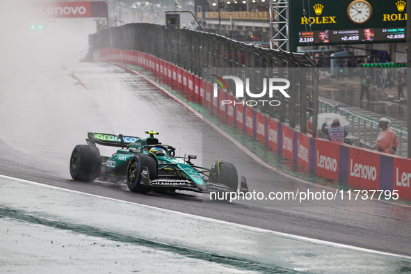 Fernando Alonso of Spain drives the (14) Aston Martin Aramco Cognizant F1 Team AMR24 Mercedes during the Formula 1 Lenovo Grande Premio De S...