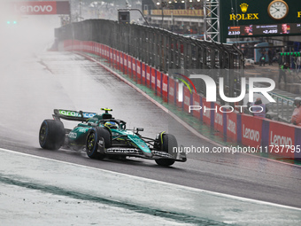 Fernando Alonso of Spain drives the (14) Aston Martin Aramco Cognizant F1 Team AMR24 Mercedes during the Formula 1 Lenovo Grande Premio De S...