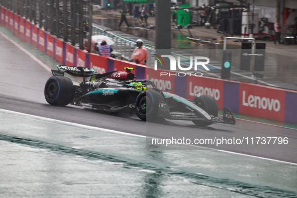 Lewis Hamilton of the UK drives the (44) Mercedes-AMG Petronas F1 Team F1 W15 E Performance Mercedes during the Formula 1 Lenovo Grande Prem...