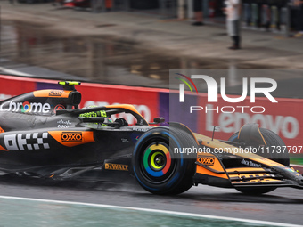 Lando Norris of the UK drives the McLaren F1 Team MCL38 Mercedes during the Formula 1 Lenovo Grande Premio De Sao Paulo 2024 in Sao Paulo, B...