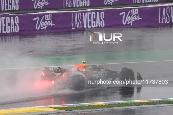 Sergio Perez of Mexico drives the (11) Oracle Red Bull Racing RB20 Honda RBPT during the Formula 1 Lenovo Grande Premio De Sao Paulo 2024 in...