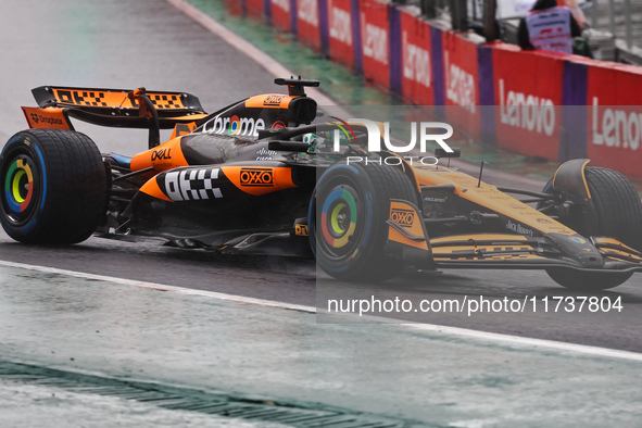 Oscar Piastri of Australia drives the (81) McLaren F1 Team MCL38 Mercedes during the Formula 1 Lenovo Grande Premio De Sao Paulo 2024 in Sao...