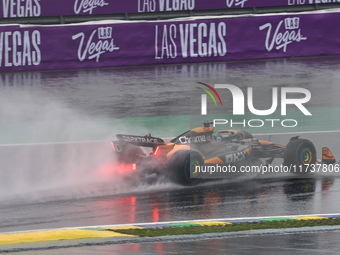 Oscar Piastri of Australia drives the (81) McLaren F1 Team MCL38 Mercedes during the Formula 1 Lenovo Grande Premio De Sao Paulo 2024 in Sao...