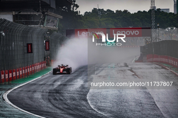 Charles Leclerc of Monaco drives the (16) Scuderia Ferrari SF-24 Ferrari during the Formula 1 Lenovo Grande Premio De Sao Paulo 2024 in Sao...