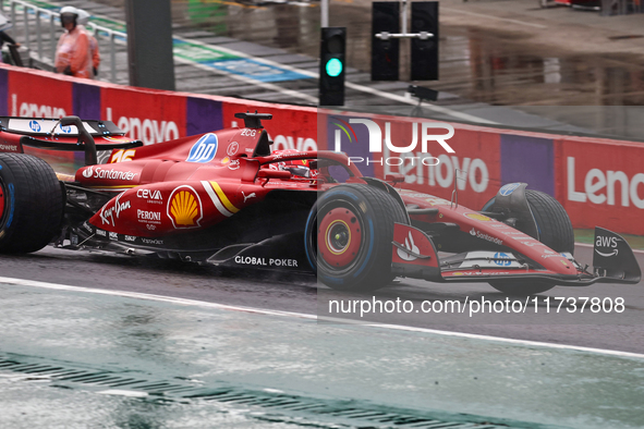 Charles Leclerc of Monaco drives the (16) Scuderia Ferrari SF-24 Ferrari during the Formula 1 Lenovo Grande Premio De Sao Paulo 2024 in Sao...