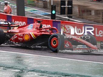 Charles Leclerc of Monaco drives the (16) Scuderia Ferrari SF-24 Ferrari during the Formula 1 Lenovo Grande Premio De Sao Paulo 2024 in Sao...