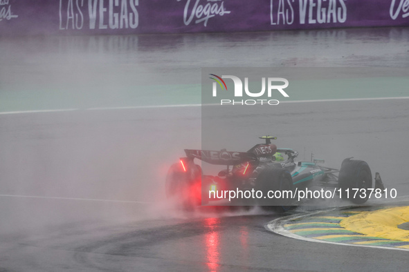 Lewis Hamilton of the UK drives the (44) Mercedes-AMG Petronas F1 Team F1 W15 E Performance Mercedes during the Formula 1 Lenovo Grande Prem...