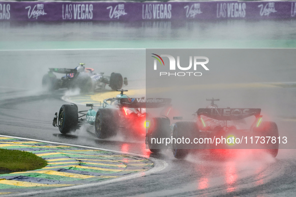 George Russell of the UK drives the (63) Mercedes-AMG Petronas F1 Team F1 W15 E Performance Mercedes during the Formula 1 Lenovo Grande Prem...