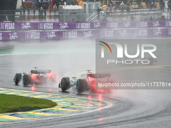 George Russell of the UK drives the (63) Mercedes-AMG Petronas F1 Team F1 W15 E Performance Mercedes during the Formula 1 Lenovo Grande Prem...