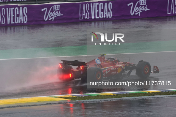 Carlos Sainz Jr. of Spain drives the (55) Scuderia Ferrari SF-24 Ferrari during the Formula 1 Lenovo Grande Premio De Sao Paulo 2024 in Sao...