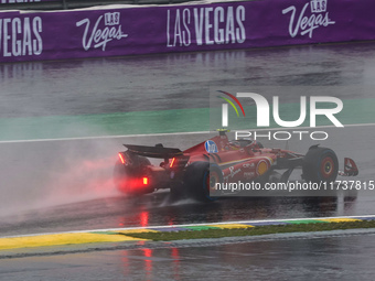 Carlos Sainz Jr. of Spain drives the (55) Scuderia Ferrari SF-24 Ferrari during the Formula 1 Lenovo Grande Premio De Sao Paulo 2024 in Sao...