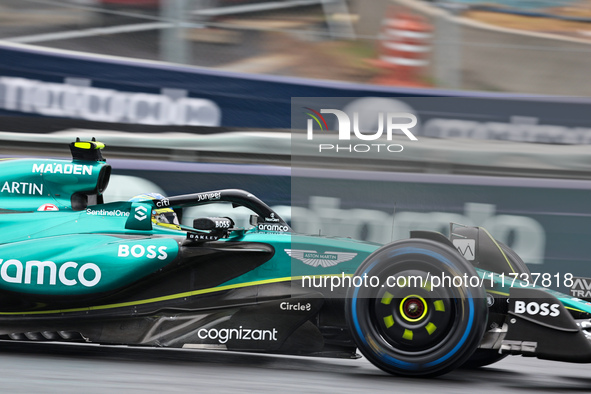 Fernando Alonso of Spain drives the (14) Aston Martin Aramco Cognizant F1 Team AMR24 Mercedes during the Formula 1 Lenovo Grande Premio De S...