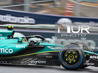 Fernando Alonso of Spain drives the (14) Aston Martin Aramco Cognizant F1 Team AMR24 Mercedes during the Formula 1 Lenovo Grande Premio De S...