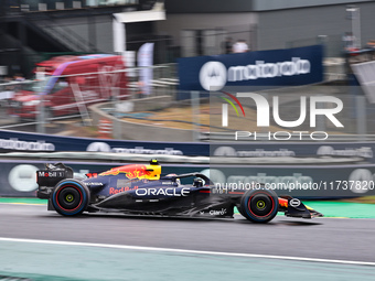 Sergio Perez of Mexico drives the (11) Oracle Red Bull Racing RB20 Honda RBPT during the Formula 1 Lenovo Grande Premio De Sao Paulo 2024 in...