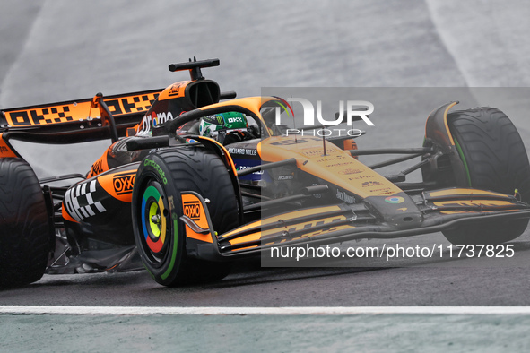 Oscar Piastri of Australia drives the (81) McLaren F1 Team MCL38 Mercedes during the Formula 1 Lenovo Grande Premio De Sao Paulo 2024 in Sao...