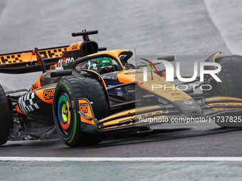 Oscar Piastri of Australia drives the (81) McLaren F1 Team MCL38 Mercedes during the Formula 1 Lenovo Grande Premio De Sao Paulo 2024 in Sao...