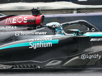 George Russell of the UK drives the (63) Mercedes-AMG Petronas F1 Team F1 W15 E Performance Mercedes during the Formula 1 Lenovo Grande Prem...