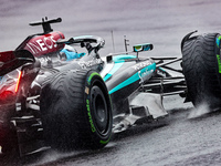 George Russell of the UK drives the (63) Mercedes-AMG Petronas F1 Team F1 W15 E Performance Mercedes during the Formula 1 Lenovo Grande Prem...