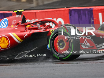 Carlos Sainz Jr. of Spain drives the (55) Scuderia Ferrari SF-24 Ferrari during the Formula 1 Lenovo Grande Premio De Sao Paulo 2024 in Sao...