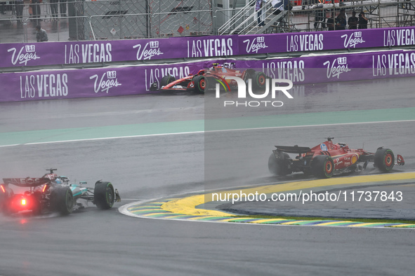 Charles Leclerc of Monaco drives the (16) Scuderia Ferrari SF-24 Ferrari during the Formula 1 Lenovo Grande Premio De Sao Paulo 2024 in Sao...