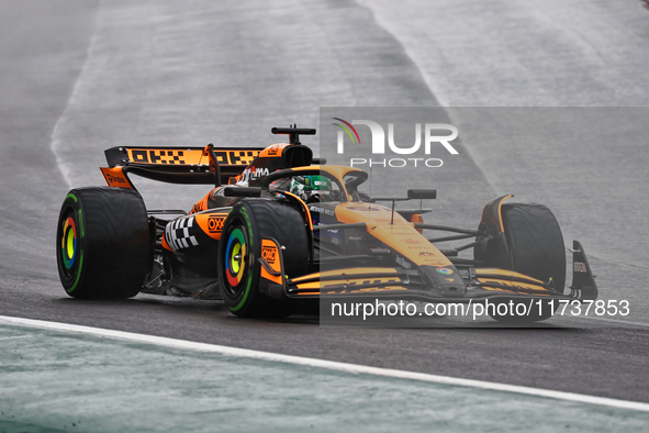 Oscar Piastri of Australia drives the (81) McLaren F1 Team MCL38 Mercedes during the Formula 1 Lenovo Grande Premio De Sao Paulo 2024 in Sao...