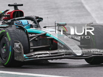 George Russell of the UK drives the (63) Mercedes-AMG Petronas F1 Team F1 W15 E Performance Mercedes during the Formula 1 Lenovo Grande Prem...