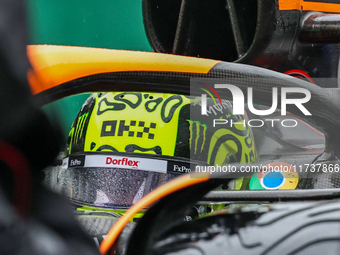 Lando Norris of the UK drives the McLaren F1 Team MCL38 Mercedes during the Formula 1 Lenovo Grande Premio De Sao Paulo 2024 in Sao Paulo, B...