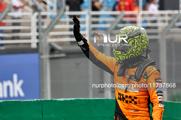 Lando Norris of the UK drives the McLaren F1 Team MCL38 Mercedes during the Formula 1 Lenovo Grande Premio De Sao Paulo 2024 in Sao Paulo, B...