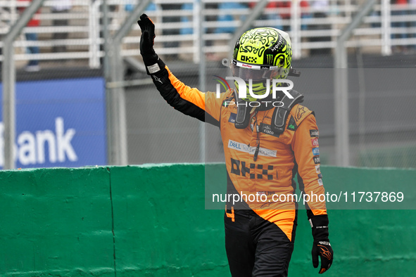 Lando Norris of the UK drives the McLaren F1 Team MCL38 Mercedes during the Formula 1 Lenovo Grande Premio De Sao Paulo 2024 in Sao Paulo, B...