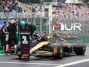 Lando Norris of the UK drives the McLaren F1 Team MCL38 Mercedes during the Formula 1 Lenovo Grande Premio De Sao Paulo 2024 in Sao Paulo, B...