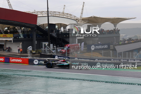 Lewis Hamilton of the UK drives the (44) Mercedes-AMG Petronas F1 Team F1 W15 E Performance Mercedes during the Formula 1 Lenovo Grande Prem...