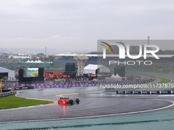 Fernando Alonso of Spain drives the (14) Aston Martin Aramco Cognizant F1 Team AMR24 Mercedes during the Formula 1 Lenovo Grande Premio De S...