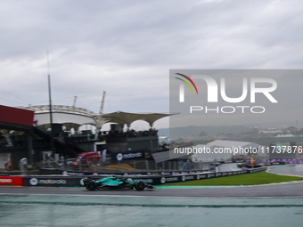 Lance Stroll of Canada drives the (18) Aston Martin Aramco Cognizant F1 Team AMR24 Mercedes during the Formula 1 Lenovo Grande Premio De Sao...