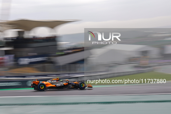 Lando Norris of the UK drives the McLaren F1 Team MCL38 Mercedes during the Formula 1 Lenovo Grande Premio De Sao Paulo 2024 in Sao Paulo, B...