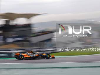 Lando Norris of the UK drives the McLaren F1 Team MCL38 Mercedes during the Formula 1 Lenovo Grande Premio De Sao Paulo 2024 in Sao Paulo, B...