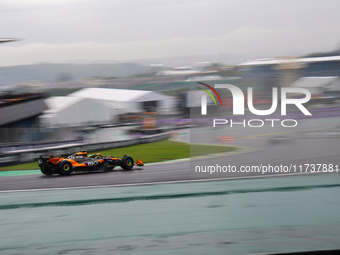 Lando Norris of the UK drives the McLaren F1 Team MCL38 Mercedes during the Formula 1 Lenovo Grande Premio De Sao Paulo 2024 in Sao Paulo, B...